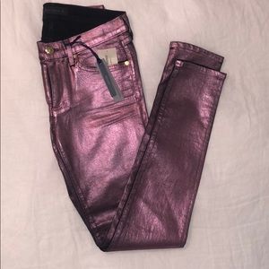Juicy Couture pink opal sparkle foil skinny jeans